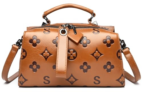 Travistar Blumen Handtasche Damen Klein - Geprägtes Leder Top Handle Handtaschen Kleine Umhängetasche Damen Schultertasche | Blumen Geprägtes