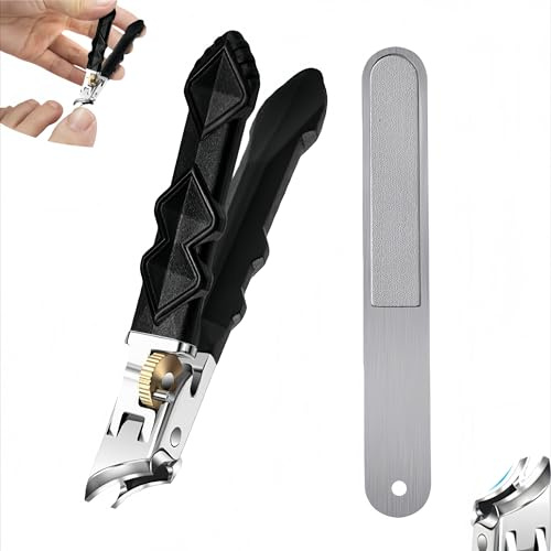 Solymody Orthoclip Nagelknipser Set, Solymody Nagelknipser, Schräger Knipser mit Breiter Backenöffnung und Spritzschutz für dicke Nägel, Senioren und Erwachsene (schräge Öffnung)