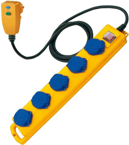 Brennenstuhl Super-Solid SL 544 D FI IP44 Steckdosenverteiler Baustelleneinsatz und Outdoor 5-fach 5m, 1159870816 (Einzeln, IP44 Steckdosenverteiler)
