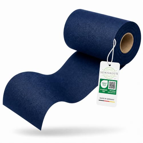 Sensalux Tischläufer Vlies 15 cm x 25 m Dunkelblau, abwaschbar | wasserabweisend, stoffähnliches Tischband, OEKO-TEX, Party Hochzeit Catering Event