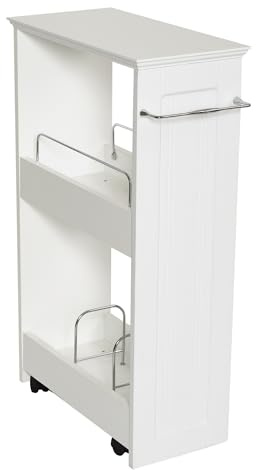 Zenna Home 9227WWBB Smala badhyllor badrumsförvaring, storlek: 20 cm bredd x 60 cm höjd x 40 cm djup, vit