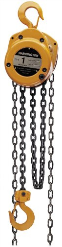 Harrington CF Series Die-Cast Aluminum Body Hand Chain Hoist, 1/2 Ton Capacity, 15' Lift Height, 13.5' Hand Chain Drop, 12.8 Headroom