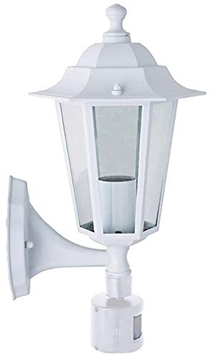 Dapo Aluminium-Druckguß-Außen-Wand-Leuchte-Lampe KINGSTON weiß mit Bewegunsmelder IP44 Treppenhaus-Eingangs-Mauer-Leuchte-Lampe