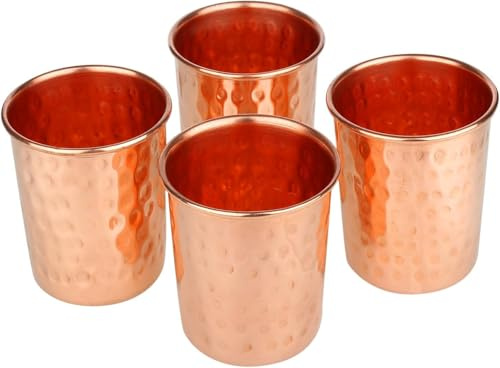 Zap Impex ® Glas Kupfer gehämmert für die Heilung Ayurveda Produkt-Set von 4