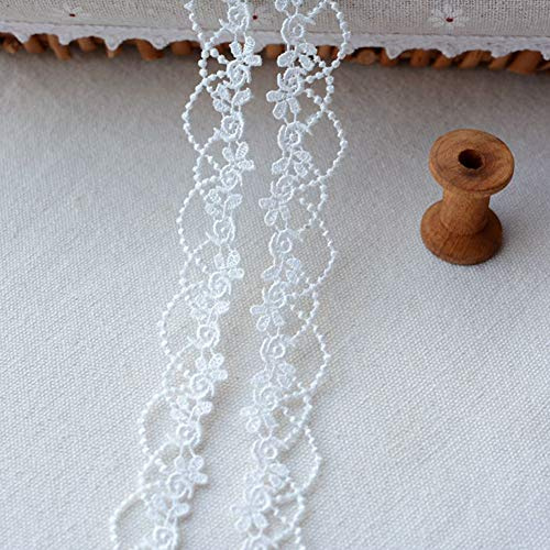 DAHI spitzenband 15 yard Spitzenborte Ätze Spitze für Choker Halsketten Nähen Handwerk Hochzeit Deko Scrapbooking Geschenkbox (D-weiß)