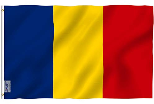 Anley Fly Breeze 3x5 pies Bandera de Rumania - Color Vivo y Resistente a la decoloración UV - Encabezado de Lona y Doble Costura - Banderas rumanas Poliéster con Arandelas