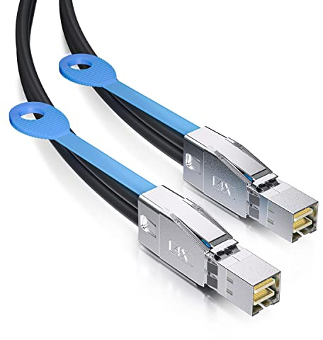 ipolex External Mini SAS HD SFF-8644 to SFF-8644 (SAS 3.0) Cable, Full Duplex 12Gbps for Servers, RAID Controllers, Host Bus Adapters (HBA), JBOD, 100 Ohms, 2-m(6.6ft)