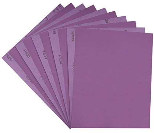 Sandpaper 800 Grit,Wet Dry Sanding Sheets,High Performance White Fused Alumina Abrasive Sand Paper for Wood Furniture Finishing,Metal Grinding,Automotive Polishing,9 x 11 Inch,10-Pack