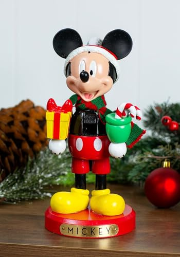Disney Mickey Mouse con Regalo Cascanueces, Resina, Multicolor, 10 Pulgadas
