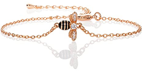 namana Bumble Bee Bracelet for Women and Teenage Girls, Cute Bee Bracelets for Women with Cubic Zirconia and Black Enamel, Bumble Bee Gifts for Women with Gift Box.