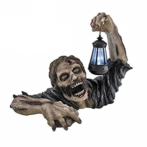 Halloween Zombie Statue with LED Lantern, Lighting Garden Statue Decoration Zombies Gnomes Garden Statues for Halloween Outdoor Garden Patio Outdoor Decor