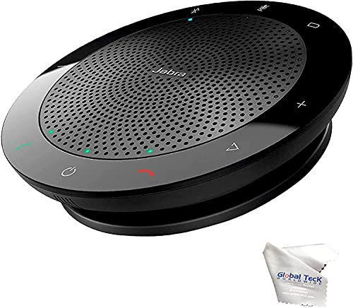 Jabra Speaker 510+ 7510-309 Bluetooth Speaker and Microphone for Computer Teams, Conference Video Calls, Bluetooth Dongle, Bundle - Global Teck Cloth Gold Support Plan