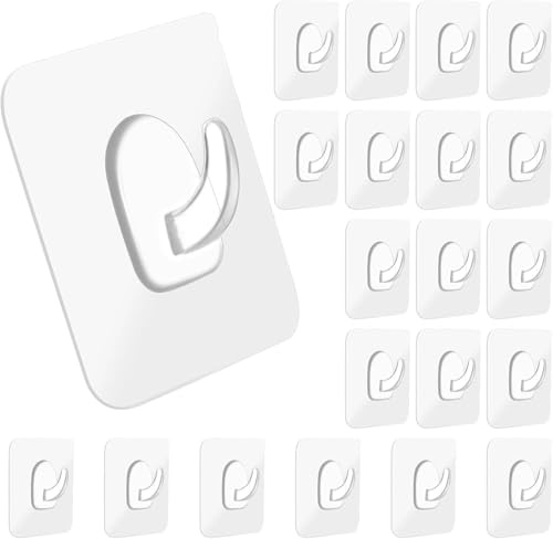 YCYBAB2J Self Adhesive Hook,20 Pack Sticky Hook for Hanging,Heavy Duty Stick On Hooks,Wall Mounted Hooks for Bathroom,Kitchen,Closet,Office,Hanging Coat Cloth Towel Hat