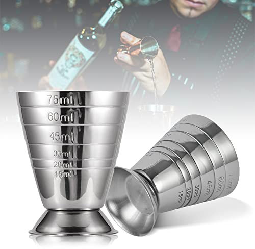 Edelstahl Messbecher, 75ml Cocktail Jigger Spirit Measure Cup, Double MeasuringJigge for Bar Party Wine Cocktail Drink Shaker