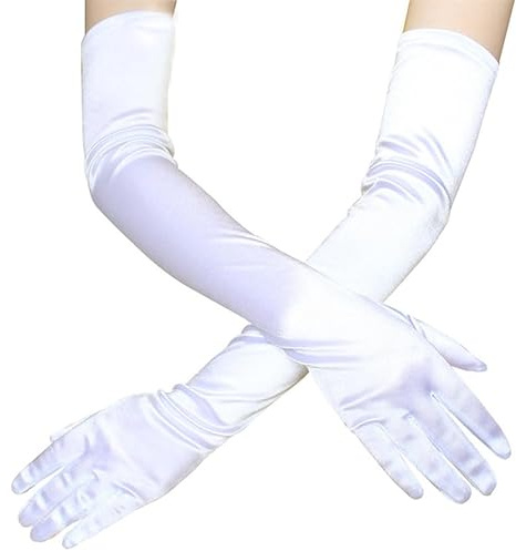 Achsoo Damen Lange Handschuhe Satin Classic Opera Fest Party Hochzeit Braut Handschuhe Elastisch ca. 53cm/21in lang