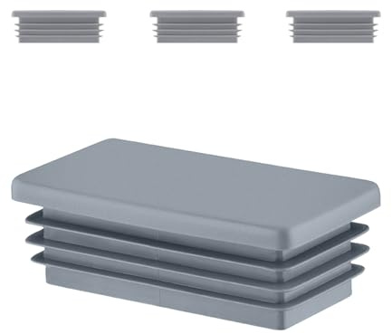 EMFA Lamellenstopfen für Rechteckrohre 40x30 mm Grau, 4 Stück | Rechteckstopfen, Rohrstopfen, Endkappen, PE-Kunststoff