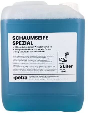 Schaumseife spezial [2x5 Liter] türkis mit pflegendem Melissenextrakt, Flüssigseife für Schaumseifenspender mit einem frischen Duft - umweltfreundlich, ressourcenschonend, geringer Wasserverbrauch