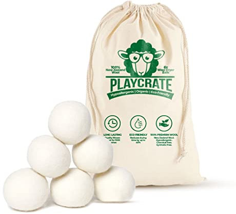 Wool Tumble Dryer Balls - 6 Pack Organic Laundry Fabric Softener - Reduce Drying Time, Wrinkles & Static Cling - 100% Hypoallergenic New Zealand Wool