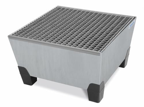 Auffangwanne pro-line aus Stahl für 1 Fass, verzinkt, unterfahrbar, m. Gitterrost, 885x815x485