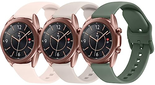 Vancle 3Pack für Samsung Galaxy Watch 3 41mm Armband Damen Herren,Silikon Sport Ersatzarmbänder Uhrenarmband für Samsung Galaxy Watch 3 Armband 41mm(Starlight/Rosa/Avocadogrün)