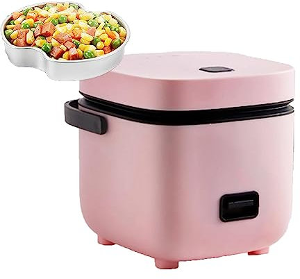 PanHuiWen Japanese Rice Cooker Small 1 Person, Small Rice Cooker And Steamer Portable Rice Cooker 1.2 Litre, Includes Steamer And Spatula,Pink