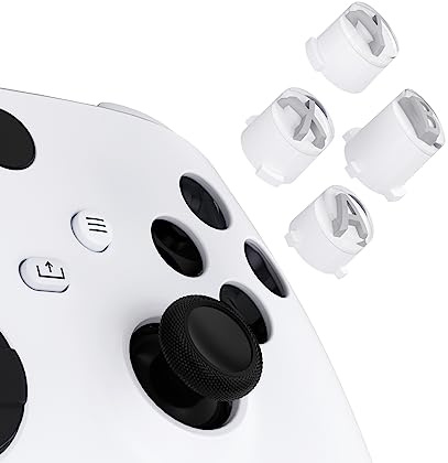 eXtremeRate Ersättning Custom ABXY Action Buttons för Xbox Series X & S Controller, Three-Tone Robot Vit & Klar med New Hope Grå Klassiska Symboler A B X Y Keys för Xbox One S/X, Elite V1/V2 Controller
