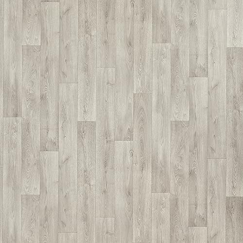 Grey Wood Effect Sheet Floor Vinyl Non Slip Lino Flooring Roll Cushioned Vinyl Light Oak Kitchen Bathroom Flooring 2m 3m Width 2m Length To 8m Length (Arnside Weathered Oak, 2m x 3m)