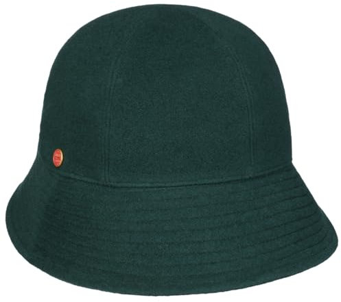 Mayser Gerda Pascal Asym Brim Wollhut Damenhut Glockenhut Winterhut Damen - Made in The EU mit Futter, Futter Winter Herbst-Winter - One Size dunkelgrün