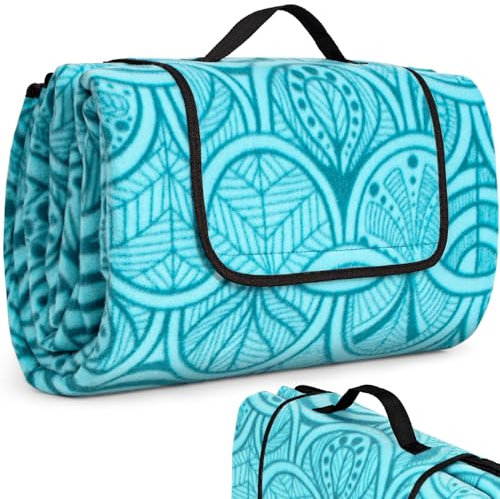 SOMLAW Coperta Picnic Impermeabile 200x200 cm, Telo Picnic Impermeabile, con Maniglia, Lavabile Lavatrice, Pieghevole, Coperta da Spiaggia Picnic, Tappetino da Picnic per Spiaggia, Viaggi, Campeggio