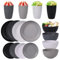 Picnic Set, Unbreakable Camping Plates for 4, 16 Pcs Plastic Plates and Bowls Set for Party, Home & Picnic, Lightweight Microwave & Dishwasher Safe Camping Cutlery for Kids and Elderly (B&W)