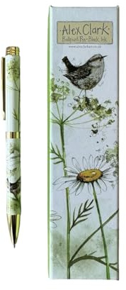 Alex Clark Wren Ball Point Pen - Stationery writing gifts - black ink - ideal for office and school - in gift box - animals and florals - British garden birds