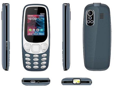 Telefoni Cellulari di Base per Anziani e Bambini, Telefoni Stupidi Sbloccati, Telefoni Cellulari Senza Internet - con Pulsanti Grandi, MP3, MP4, Fotocamera, Torcia Elettrica, SOS,Blue