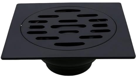 NJIEzhao Tapa Desague Ducha Desagüe de Ducha Cuadrado for baño Negro, Trampa de Drenaje de Suelo de Acero Inoxidable, Cubierta Redonda, colador de Pelo(Type2)