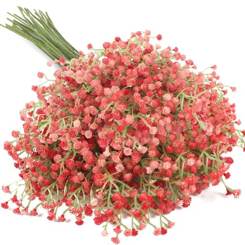 N&T NIETING Gypsophila künstliche Blumen gefälschte Gypsophila Babys Atem Blumen, 15 Stück Real Touch Faux Blumen für DIY Hochzeit Bouquet Party Blumenarrangements Home Decor (Rosa)