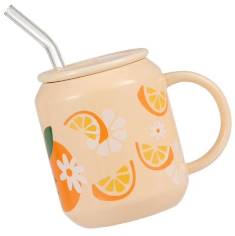 Cabilock Taza de Cerámica Pajita de Frutas Taza Multiusos Café y Agua Diseño Hogar Ocasiones Obsequios