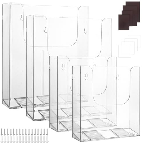 VIDETOL Dokumentenhalter zur Wandmontage, A4, A5, Hochformat, Menü-Prospekthalter, A4 und A5, transparenter Literaturhalter (A4-22,5 x 25,1 x 4,2 cm, A5-16,4 x 16,7 x 4,2 cm), 4 Stück