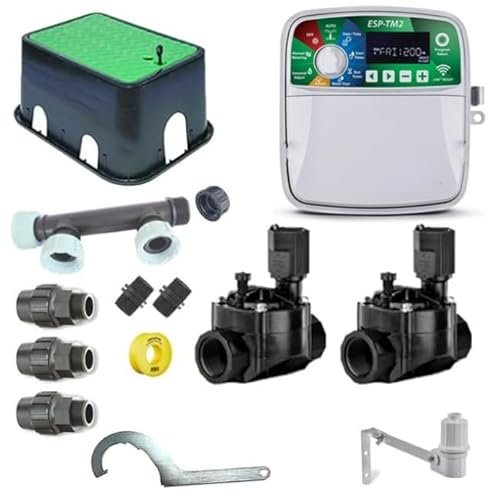Suinga Pack Riego Automático 2 Zonas de Riego Eléctrica | Riego Automatico para Jardin | Temporizador de Riego Eléctrico | Incluye Programador y Electroválvulas