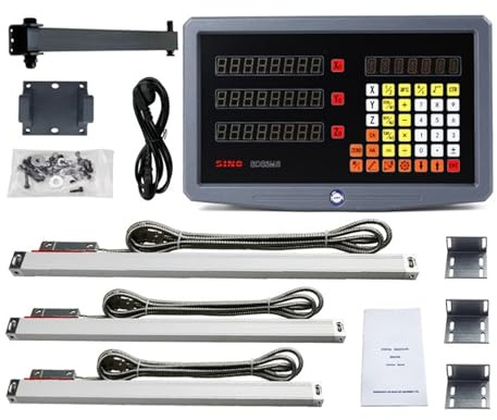 DIKAMAN Kit d'encodeur linéaire, Kit de Lecture numérique à 3 Axes et encodeur linéaire en Verre 3 pièces 5U TTL, Longueur de Course de Travail 100 à 1000 mm pour fraiseuse(SDS3MS DRO Set)