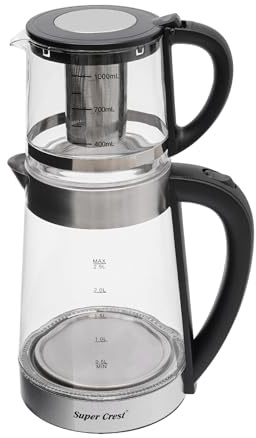 Elektrischer Wasserkocher, 1800w Wasserkocher aus Glas Doppelschichtiger Elektrischer Wasserkocher Anti Trocknungs Design Teekanne aus Glas Silber Schwarz