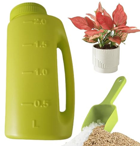 Spargi di sale portata per neve, spargitore portatile, Spargitore di fertilizzanti 2L, scoop incluso, Fertilizzante deicer shaker, distributore di ghiaccio, dimensioni di apertura regolabili per giard