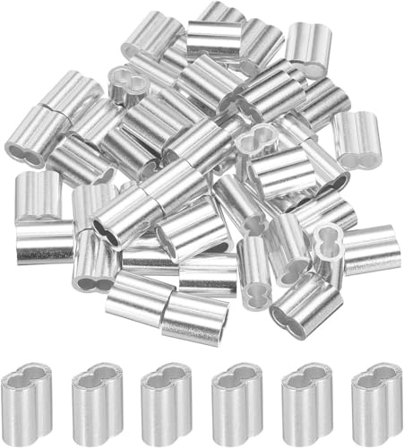IMAGINE 50pcs 3/16 Aluminum Crimping Loop Sleeve, Wire Rope Ferrule Crimp Sleeve for 5mm Steel Cable, Heavy Duty Crimps for Rigging and DIY(3/16″)