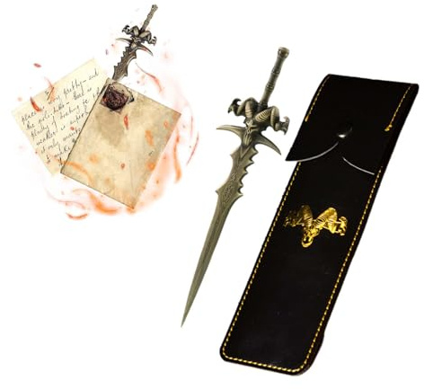 ZHYUAN Letter Opener Made of Metal with Leather Cover, Miniature Sword, Envelope Opener Knife, Letter Opener Personalised, Medieval Letter Opener, Letter Opener Knife, Letter Opener Sword