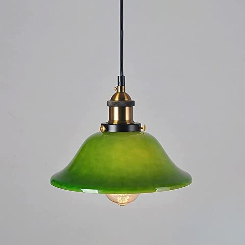 Lampadario moderno , Lampada a sospensione a forma di scodella verde con paralume in vetro a V Lampada a sospensione Lampada a sospensione for isola della cucina, Lampade a sospensione antiche a soffi