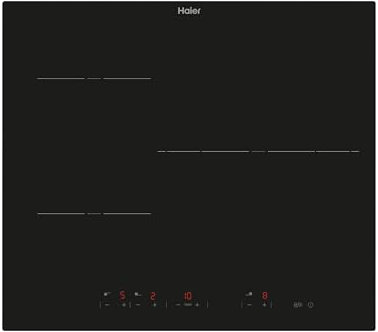 Haier Series 2 HAI63DC Placa de Inducción, 3 Zonas de Cocción, Ancho 60cm, Controles Independientes, 9 niveles de potencia + Booster, Zona gigante de 32cm, Potencia 7.1kW, Negro
