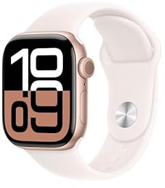 Apple Watch Series 10 [GPS, 46mm] - Rose Gold Aluminium Case with Light Blush Sport Band, One Size (Renewed)