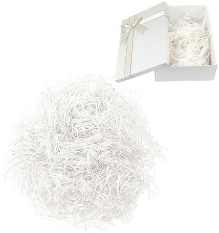 Pilyero 300 g påfyllningsmaterial gåva, fyllningsmaterial för paket, vit, lämplig för omklädning och skydd av presenter och Österrikes presentdekoration