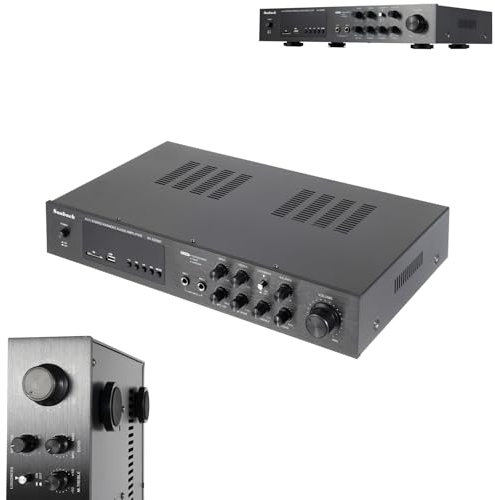 Amplificatore HiFi 600 W Max Bluetooth 5.0 con display a LED, amplificatore di potenza stereo a 2 canali, ingresso USB/SD/RCA/MIC, telecomando per home cinema/karaoke (42,7 x 28 x 6,6 cm)