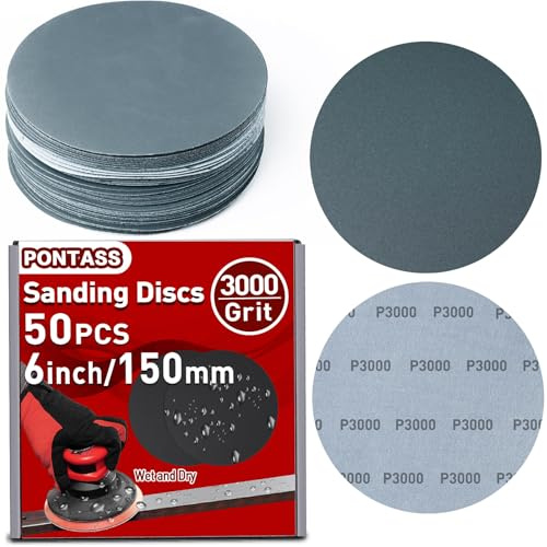 Disques Abrasifs Ronds 150mm pour Ponceuse Orbitale, Grain 3000 Papier a Poncer Carrosserie, 50 Papier de Verre Sec à l'eau, kit polissage phare voiture pour Métal Bois Auto Ponçage Sans Poussière