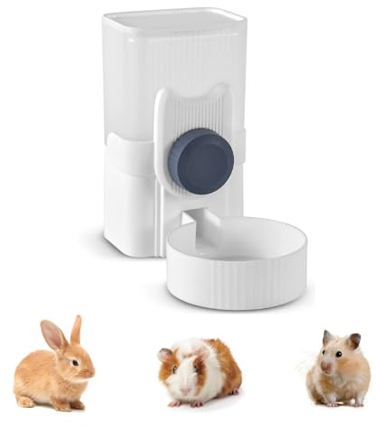 Automatic Replenish Pet Water Dispenser with 1L Capacity, Auto Siphon Gravity Design, Hanging Cage Set for Dogs Cats Small Animals, Removable Bottle(Water-Grey)