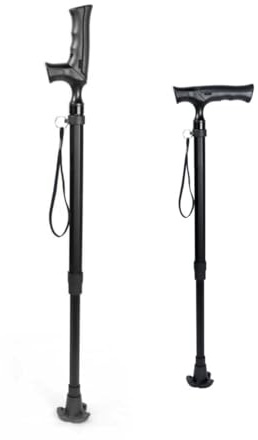 2-in-1 Rotating Handle Folding Cane - Lightweight Adjustable Walking Stick for Men & Women, Anti-Slip Collapsible Cane for Elderly Stability & Outdoor Hiking, 78-93cm (Black)